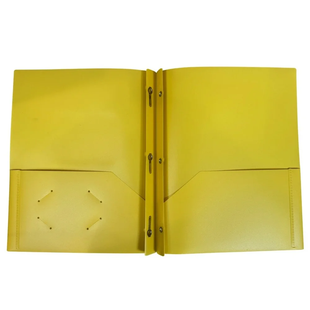 4 Pack Plastic 2 Pocket Folders with 3 Prongs Multi Color Poly Portfolio Set